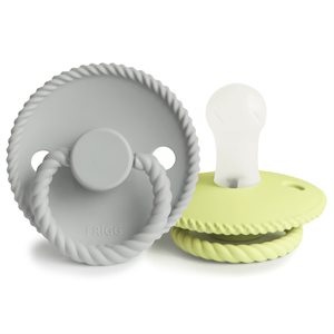 FRIGG Rope - Round Silicone 2-Pack Pacifiers - Silver Gray/Green Tea - Size 1